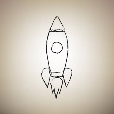 Roket işareti illüstrasyon. Vektör. Fırça defterlerimiz siyah kutsal kişilerin resmi vasıl lig