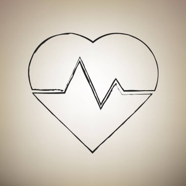 Kalp atışı işaret illüstrasyon. Vektör. Fırça defterlerimiz siyah simgesini 