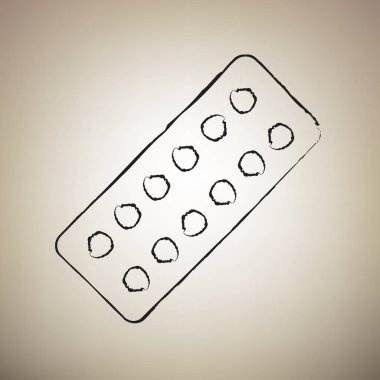 Tıbbi hapları işareti. Vektör. Fırça defterlerimiz siyah kutsal kişilerin resmi vasıl ışık bro