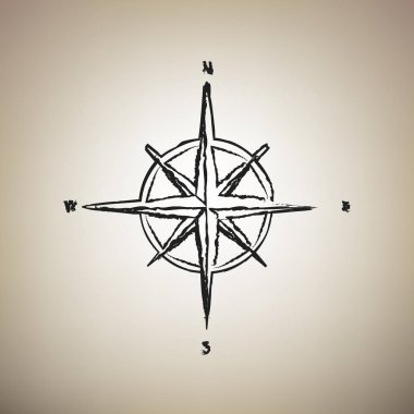 Rüzgar gülü işareti. Vektör. Fırça defterlerimiz siyah kutsal kişilerin resmi vasıl hafif kahverengi b