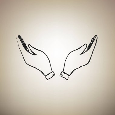 El simge tasarlamak. Dua sembolü. Vektör. Fırça defterlerimiz blac