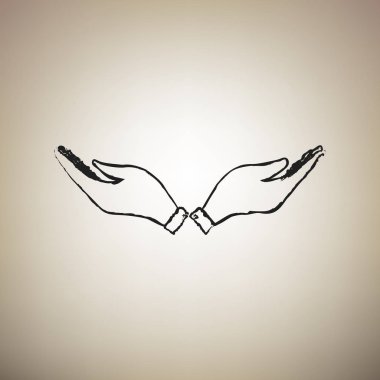 El işareti illüstrasyon. Vektör. Fırça defterlerimiz siyah kutsal kişilerin resmi vasıl ışık