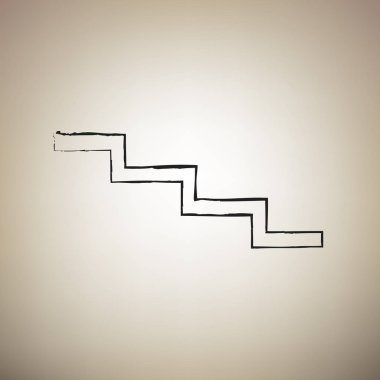 Merdiven işareti aşağı. Vektör. Fırça defterlerimiz siyah kutsal kişilerin resmi vasıl açık kahverengi 