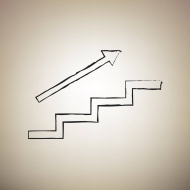 Merdiven ok ile. Vektör. Fırça defterlerimiz siyah kutsal kişilerin resmi vasıl açık kahverengi