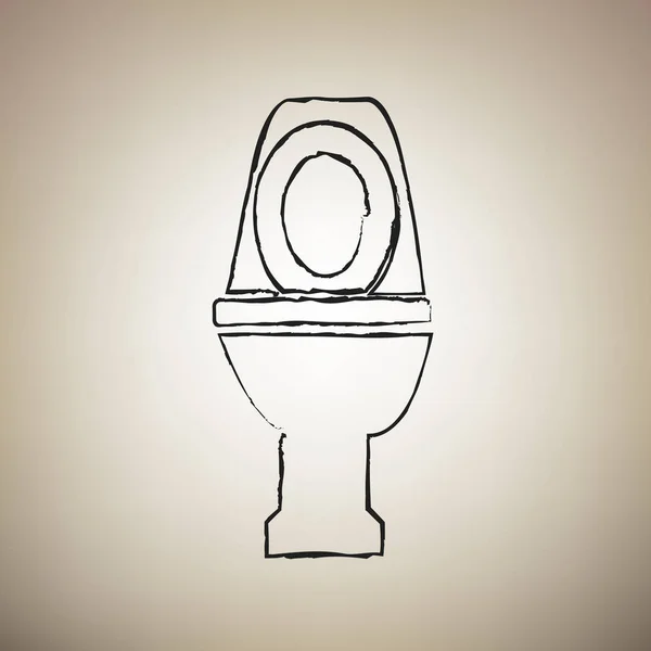 Segno di servizi igienici illustrazione. Vettore. Pennello disegnato icona nera a lig — Vettoriale Stock