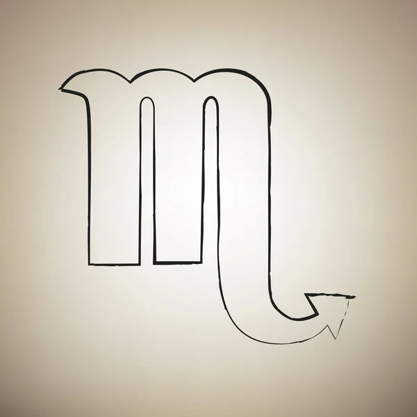 Escorpião signo ilustração. Vector. Escova desenhado ícone preto no li — Vetor de Stock