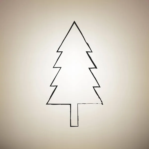 新年のツリーの記号。ベクトル。軽ブロでブラシ drawed 黒いアイコン — ストックベクタ
