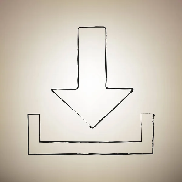 Download ilustração sinal. Vector. Escova desenhado ícone preto em l — Vetor de Stock