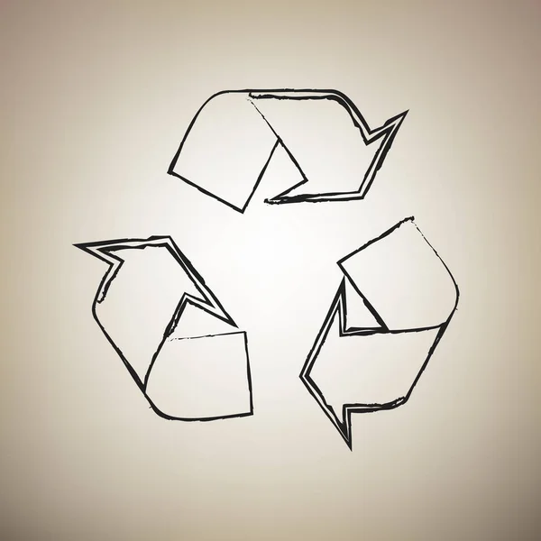 Концепция логотипа рециклинга. Вектор. Кисть нарисовал черную иконку при свете b — стоковый вектор
