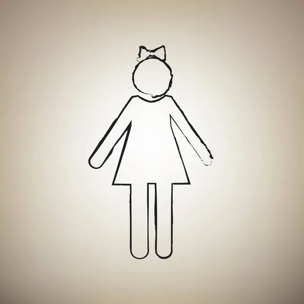 Κορίτσι σημάδι εικονογράφηση. Διάνυσμα. Συρόμενα μαύρο εικονίδιο πινέλου στο φως — Διανυσματικό Αρχείο