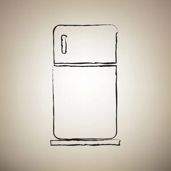 Kylskåp tecken illustration. Vektor. Penselikonen ritat svart — Stock vektor