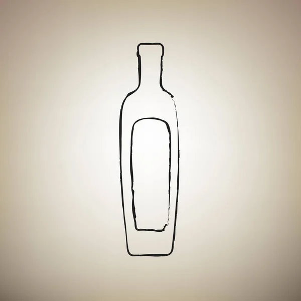 Olivenölflaschenschild. Vektor. Pinsel gezeichnet schwarzes Symbol bei Licht — Stockvektor