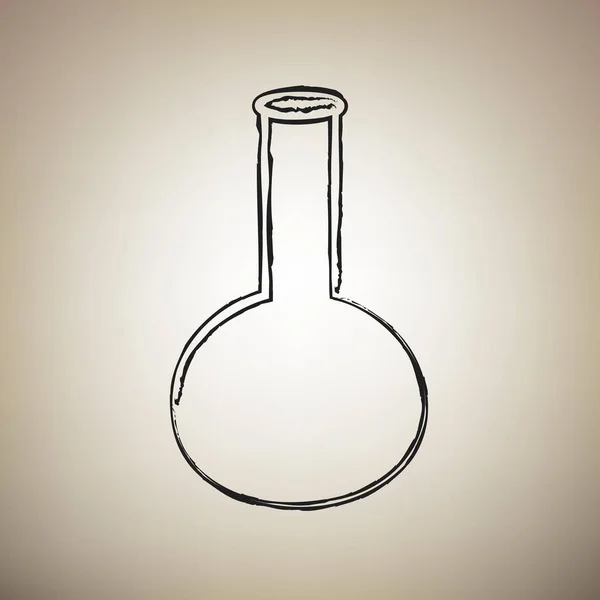 Tubo. Signo de cristal del laboratorio. Vector. Cepillo dibujado icono negro en — Vector de stock