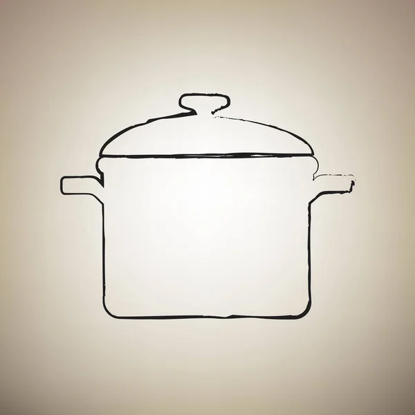 Plaque de cuisson. Vecteur. Pinceau dessiné icône noire au brun clair — Image vectorielle
