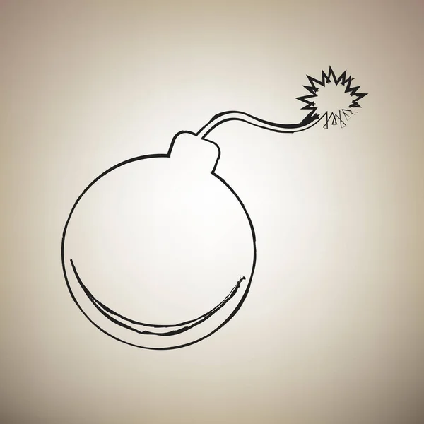 Ilustração do sinal da bomba. Vector. Escova desenhado ícone preto na luz — Vetor de Stock