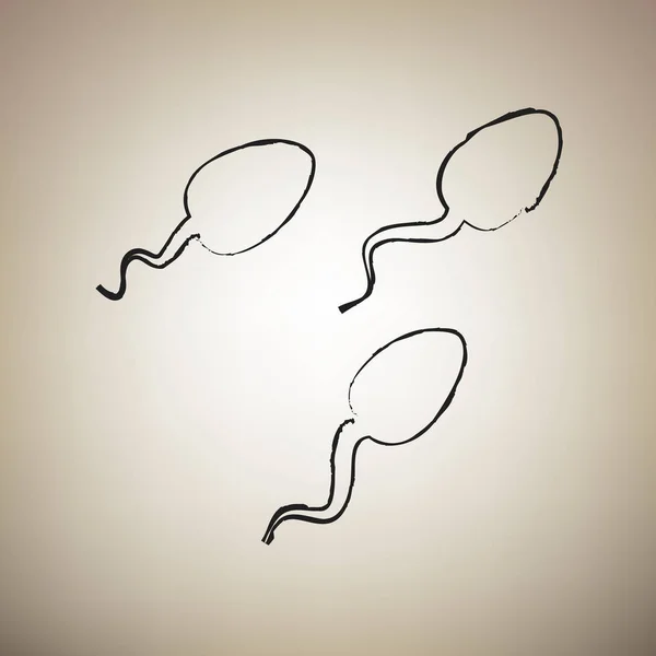 Ilustração do sinal do esperma. Vector. Pincel desenhado ícone preto na lig —  Vetores de Stock