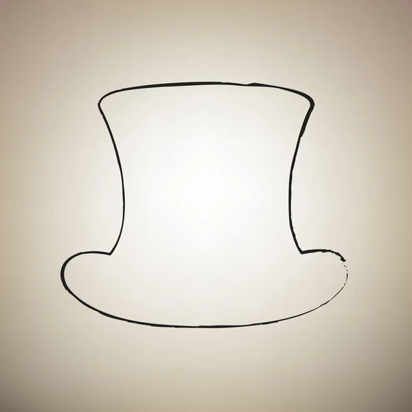 Placa de chapéu. Vector. Escova desenhado ícone preto no bac marrom claro —  Vetores de Stock