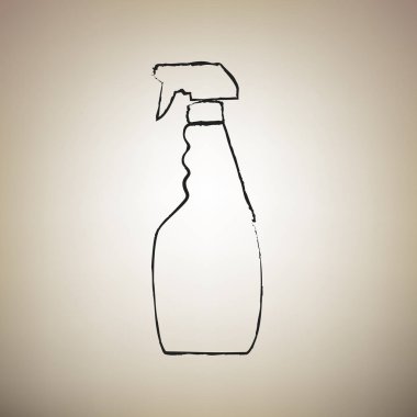 Temizlik için plastik şişe. Vektör. Fırça defterlerimiz siyah simgesini 