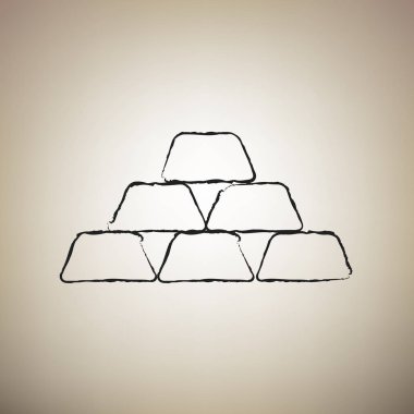 Altın basit kayıt. Vektör. Fırça defterlerimiz siyah kutsal kişilerin resmi vasıl açık kahverengi