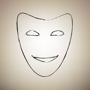 Komedi tiyatro maskeleri. Vektör. Fırça defterlerimiz siyah kutsal kişilerin resmi vasıl aydınlık