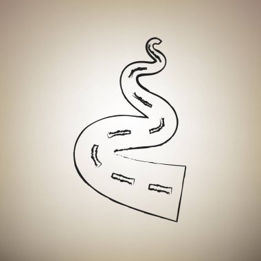 Yol basit işaret. Vektör. Fırça defterlerimiz siyah kutsal kişilerin resmi vasıl açık kahverengi