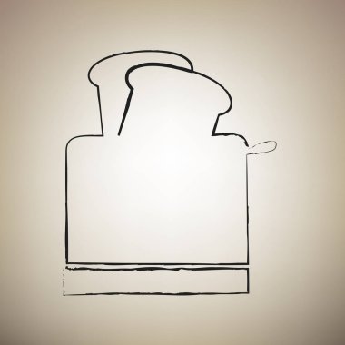 Ekmek kızartma makinesi basit kayıt. Vektör. Fırça defterlerimiz siyah kutsal kişilerin resmi vasıl ışık br