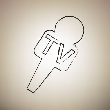 TV mikrofon işaret illüstrasyon. Vektör. Fırça defterlerimiz siyah simgesi