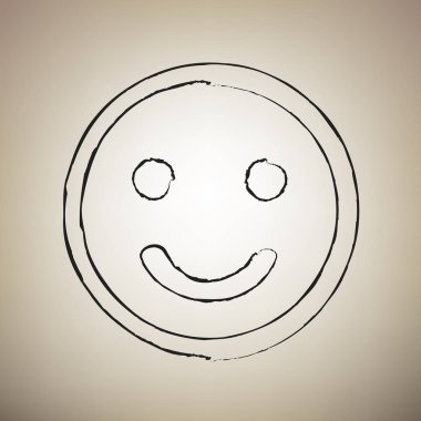 Gülümseme simgesi. Vektör. Fırça defterlerimiz siyah kutsal kişilerin resmi vasıl hafif kahverengi backg