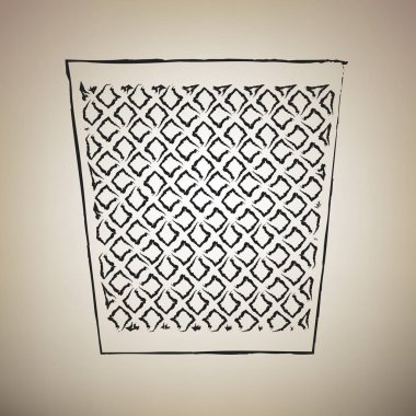 Çöp kutusu işareti illüstrasyon. Vektör. Açık kahverengi renkli fırça defterlerimiz siyah simgesini.