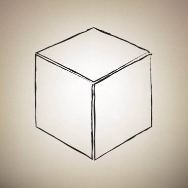 Küp işareti illüstrasyon. Vektör. Fırça defterlerimiz siyah kutsal kişilerin resmi vasıl ışık