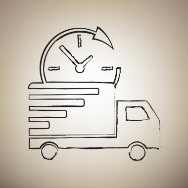 Teslimat işareti illüstrasyon. Vektör. Fırça defterlerimiz siyah kutsal kişilerin resmi vasıl l