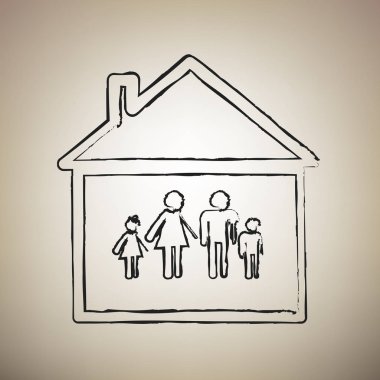 Aile işareti illüstrasyon. Vektör. Fırça defterlerimiz siyah kutsal kişilerin resmi vasıl lig