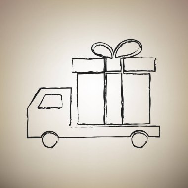 Teslim hediye işareti. Vektör. Fırça defterlerimiz siyah kutsal kişilerin resmi vasıl ışık bro