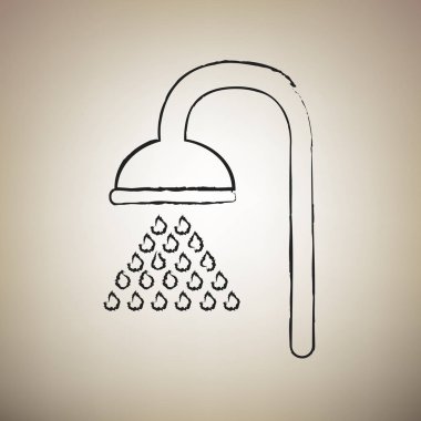 Duş işareti. Vektör. Fırça defterlerimiz siyah kutsal kişilerin resmi vasıl hafif kahverengi arka