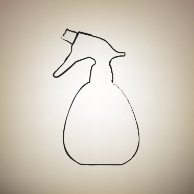 İşareti Temizleme sprey şişesi. Vektör. Fırça defterlerimiz siyah simgesi 