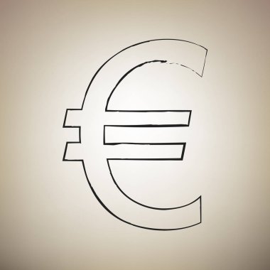 Euro simgesi. Vektör. Fırça defterlerimiz siyah kutsal kişilerin resmi vasıl hafif kahverengi backgr
