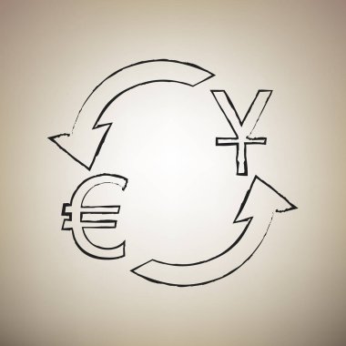 Döviz Alım Satım işareti. Dolar ve Euro. Vektör. Fırça defterlerimiz bl