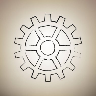 Dişli işareti. Vektör. Fırça defterlerimiz siyah kutsal kişilerin resmi vasıl hafif kahverengi backgr