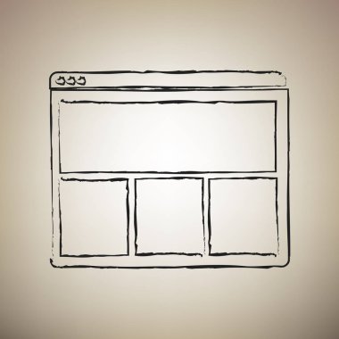 Web'de pencere oturum. Vektör. Fırça defterlerimiz siyah kutsal kişilerin resmi vasıl açık kahverengi 