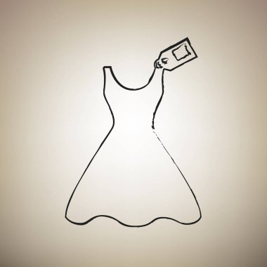 Kadın elbise etiketi ile oturum açın. Vektör. Fırça defterlerimiz siyah kutsal kişilerin resmi vasıl li