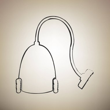 Elektrikli süpürge işareti. Vektör. Fırça defterlerimiz siyah kutsal kişilerin resmi vasıl ışık br