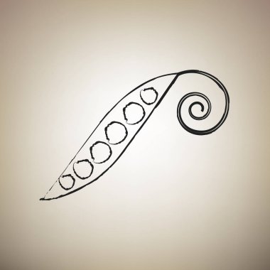 Eko gıda sebze bezelye işareti. Vektör. Fırça defterlerimiz siyah simgesini