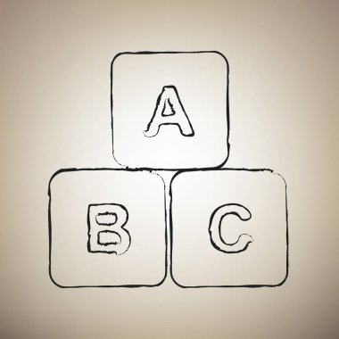 ABC küp işareti illüstrasyon. Vektör. Fırça defterlerimiz siyah kutsal kişilerin resmi vasıl l