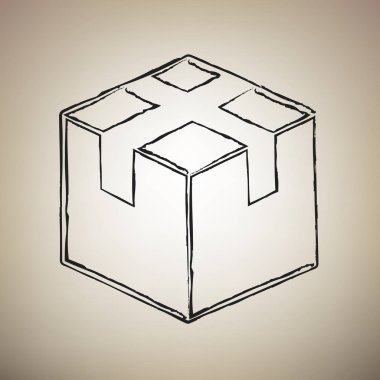 Kutusu işareti illüstrasyon. Vektör. Fırça defterlerimiz siyah kutsal kişilerin resmi vasıl ışık 