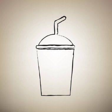 Soda işareti. Vektör. Fırça defterlerimiz siyah kutsal kişilerin resmi vasıl hafif kahverengi backgr