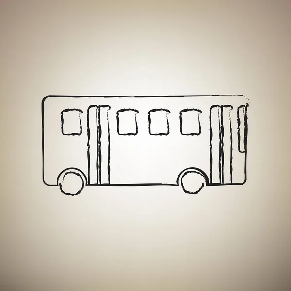 Автобус простой знак. Вектор. Кисть рисовал черный значок на светло-коричневый — стоковый вектор