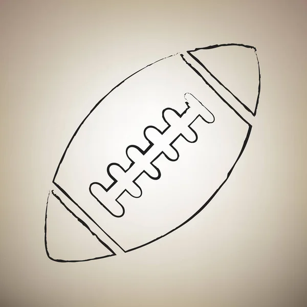 Bola de futebol americana simples. Vector. Escova desenhado ícone preto um — Vetor de Stock