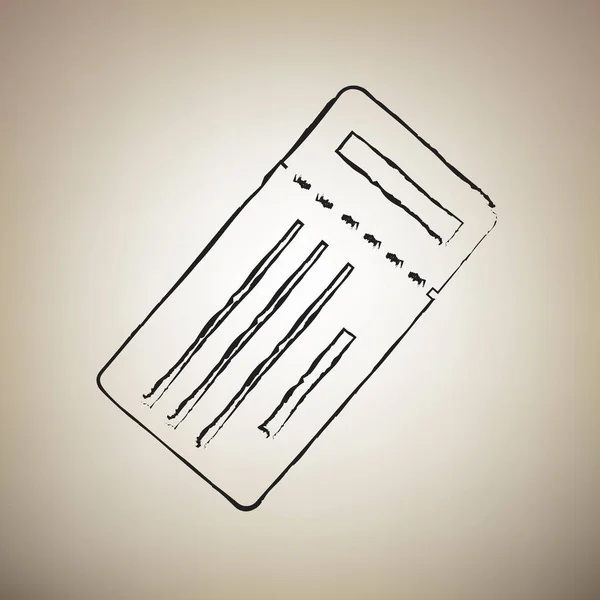 Bilhete sinal simples. Vector. Escova desenhado ícone preto na luz bro — Vetor de Stock