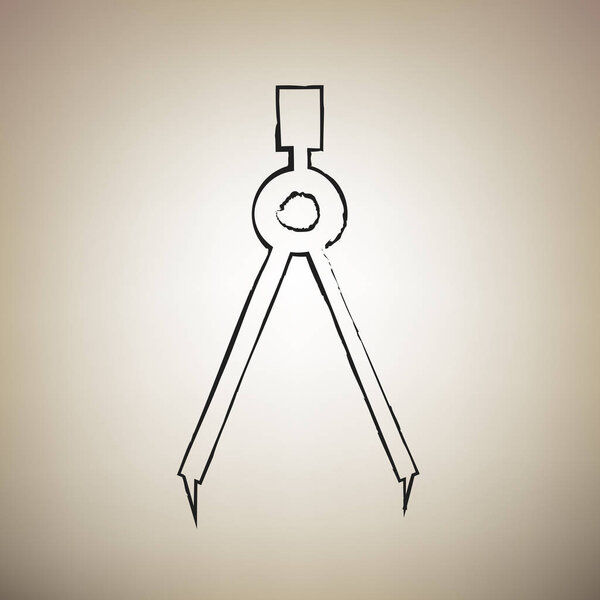 Простой знак делителя. Вектор. Кисть нарисовала черную икону на светлом бр
