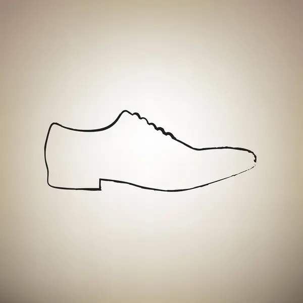 Mannen schoenen ondertekenen. Vector. Borstel tot zwarte pictogram aan licht bruin b — Stockvector